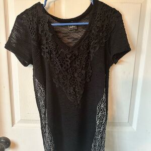 Daytrip Elegant Black Lace Tee